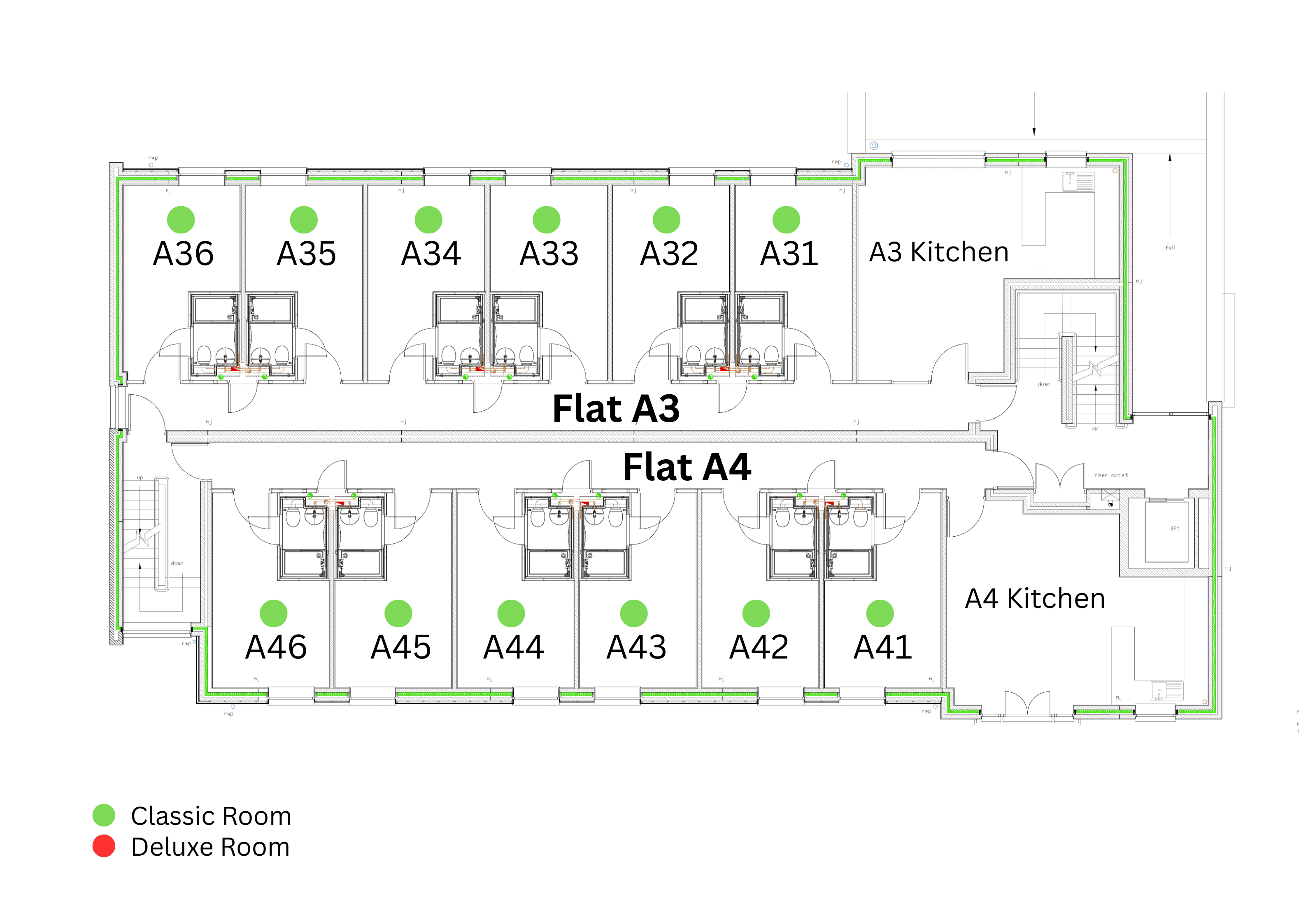 Block A first floor plan at Cadnam Hall