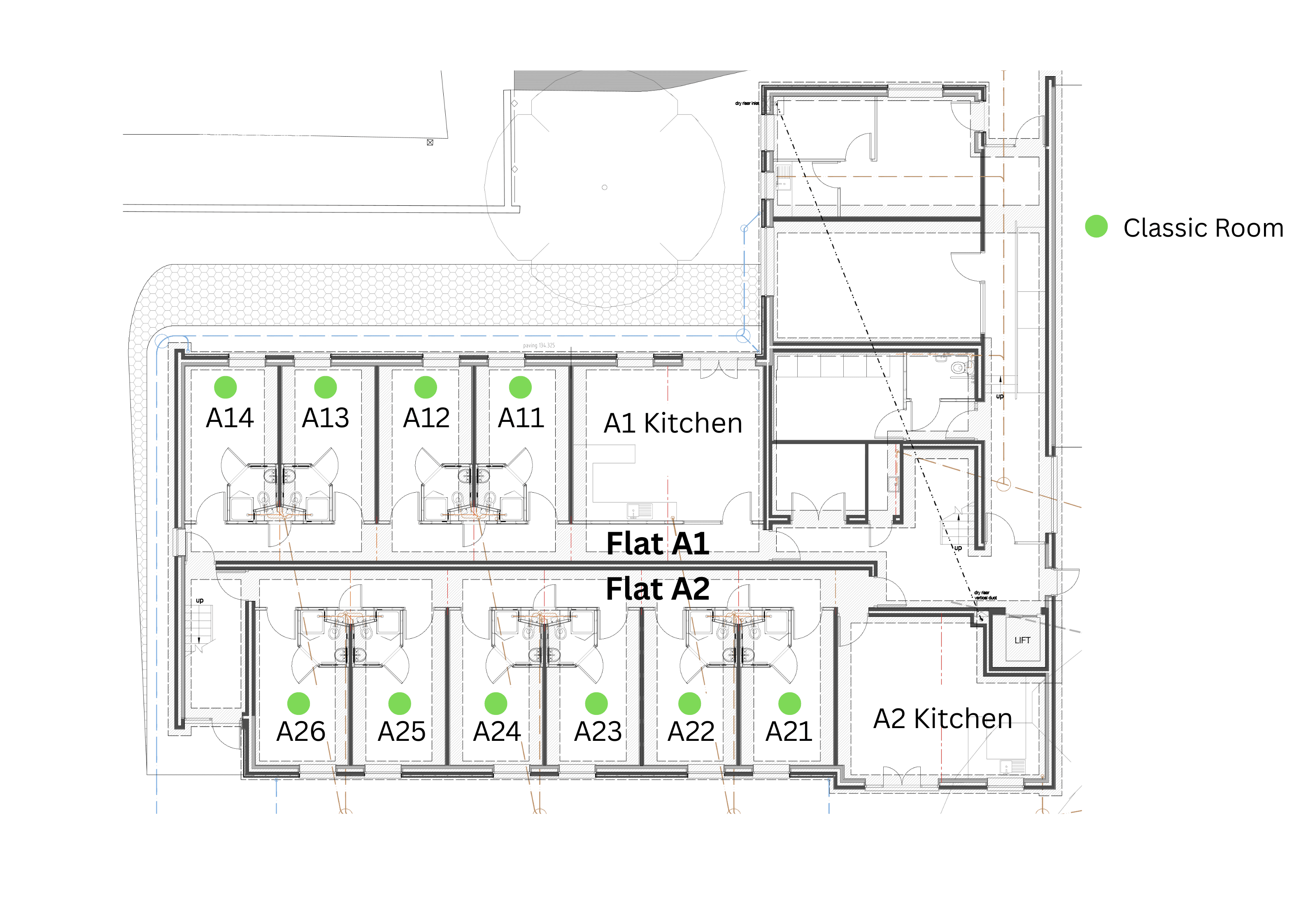 Block A ground floor plan at Cadnam Hall