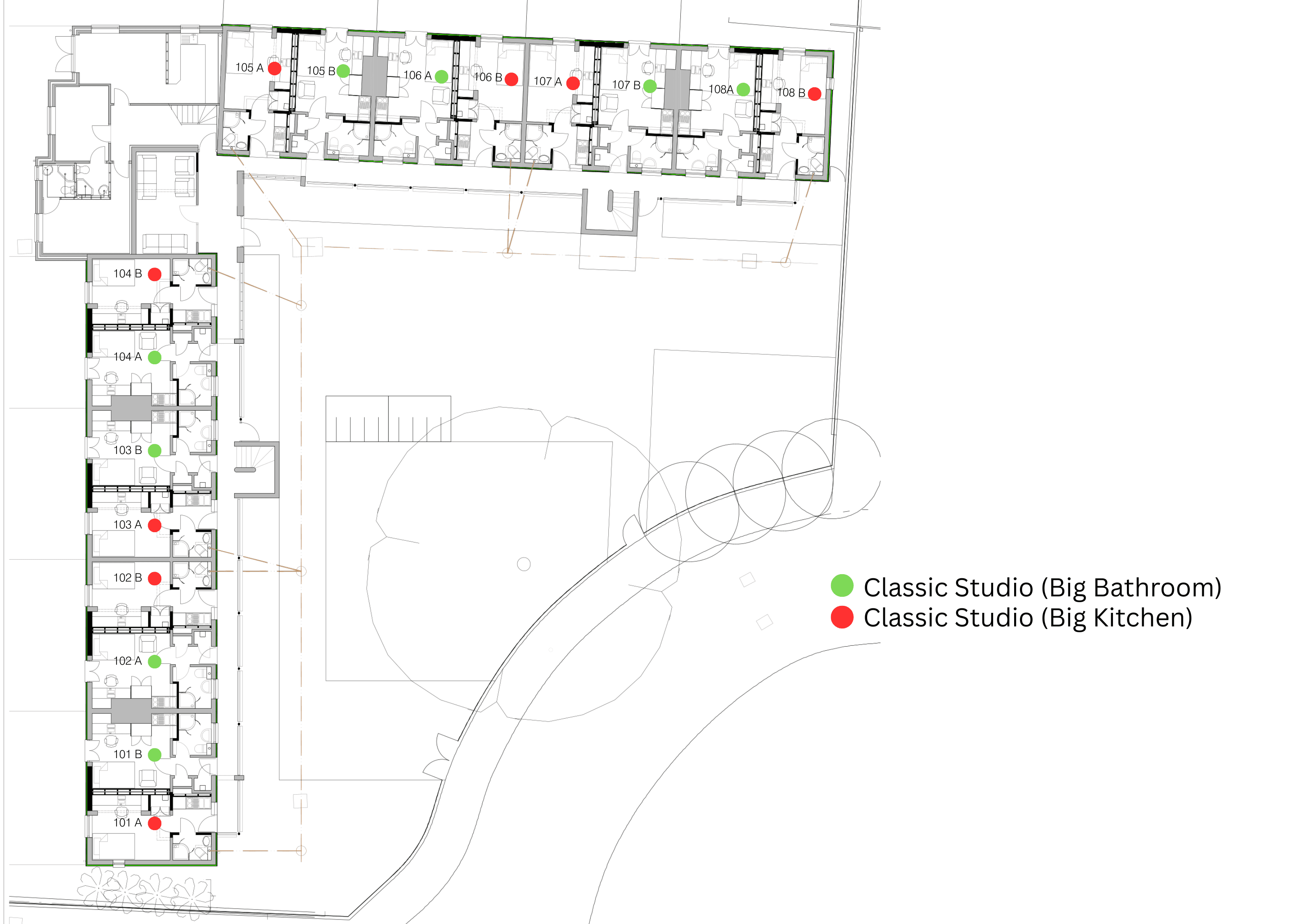 Classic studio floor plan at Duncan Smith House